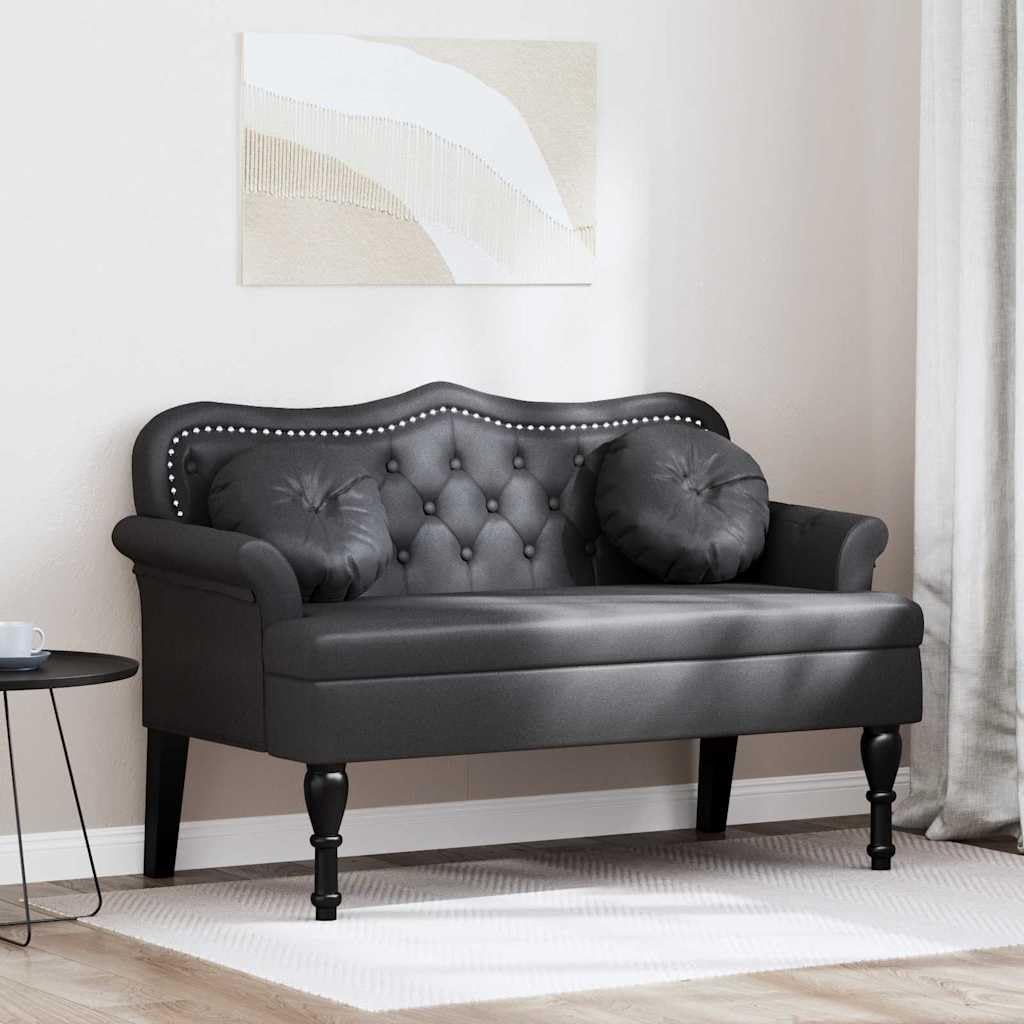 Banc Chesterfield en cuir synthétique noir résolvant le manque d'espace