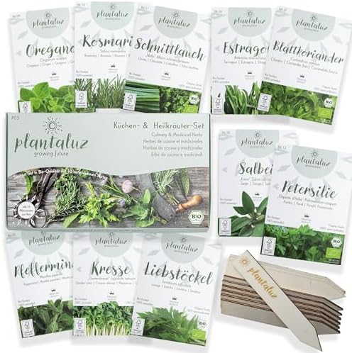 Plantaluz Bio Heilkräuter & Küchenkräuter Samen Set – 10 Sorten K...