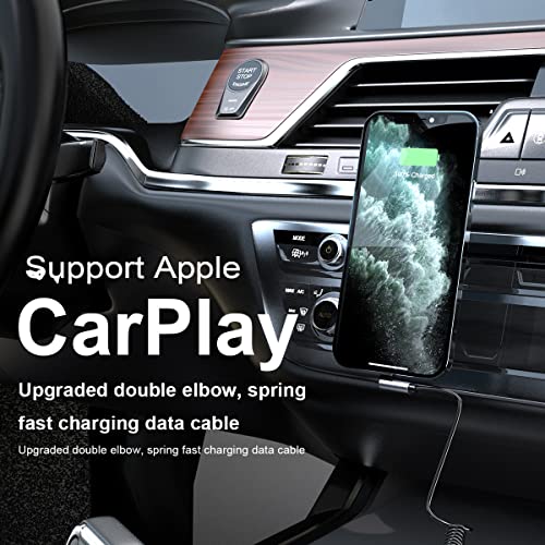 Cable elástico USB C a Lightning de 90 grados resistente para Apple CarPlay 2