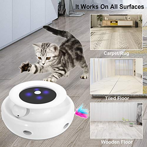 Interactive Cat Toy with Rotating Feather, 2 In1 Low Noise Electronic 3 Speed Model Automatic, Intelligent Loop Function(Continuous Plays/15 Minutes Auto Shut-off/light Display) for Indoor Cats Toy - Thumbnail 2