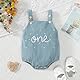 UUAISSO Baby Mädchen Erster Geburtstag Outfits Niedlich One Stickerei Sling Cord Strampler Sommer Body Cake Smash Jumpsuit Hellblau 6-12 Monate