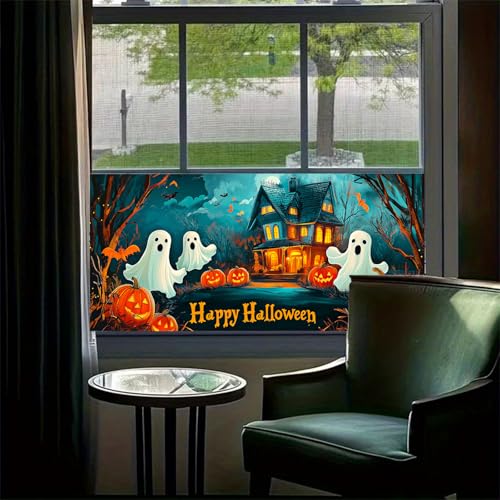 Vinilo Decorativo Halloween Casa Fantasma 39.3 x 17.7 in miniatura 2