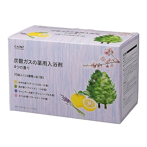 カインズ(CAINZ) 炭酸ガスの薬用入浴剤 4つの香り ゆず 森 ラベンダー さくら 40g×20錠(4種類×各5錠) 温浴効果 血行促進 保湿成分 アロエエキス