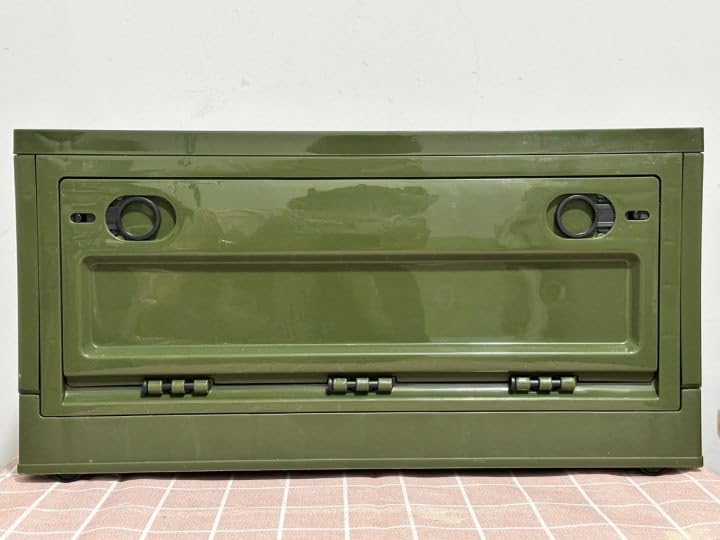 RMAN Aufbewahrungsbox mit Deckel 38L Campingbox Campingschrank Faltbar Transportbox Storage Box für Auto Kofferraum Organize mit 4 Rollen für Reisen im Freien, Camping, Familie, Camping Zubehör, Grün