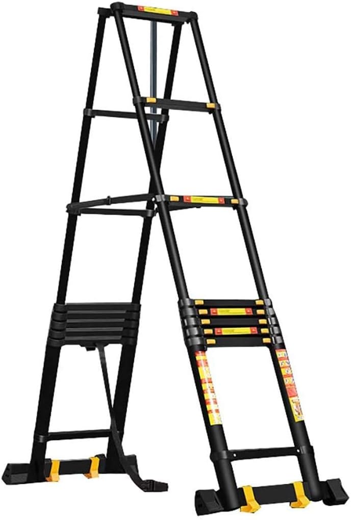 Telesladder with Wheels, Multi-Purpose Aluminum Heavy Dutyextension Ladders,for Rooftop Rv Attic Outdoor Indoor Use, Load 330Lbs /150Kg/2.2M/7.2Ft