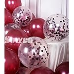 SUWEN Burgundy Balloons and Burgundy Confetti Balloons Set 47PCS Shiny Latex Helium Maroon Balloon for Birthday Graduation Anniversary Party Decorations - Image 5