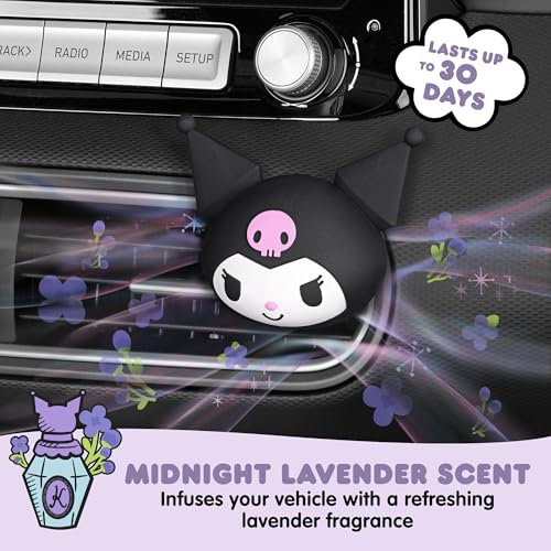 Image of Sanrio Kuromi Car Air Freshener for Cars Trucks SUVs, Hello Kitty and Friends Cute Car Accessories for Women Car Decor Hello Kitty Car Accessories, Replaceable Scent Pods - Midnight Lavender Scent