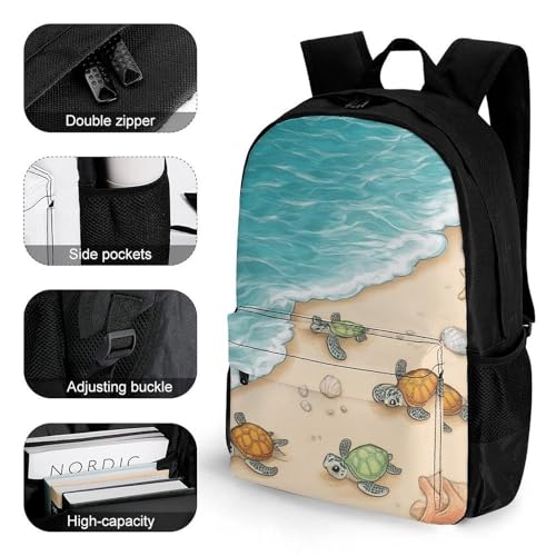 Supdreamc Men Women Polyester Beach Turtles Daypack Big Capacity Shoulder Bag With Adjustable Shoulder Straps for Camping Travel Walking Cycling3