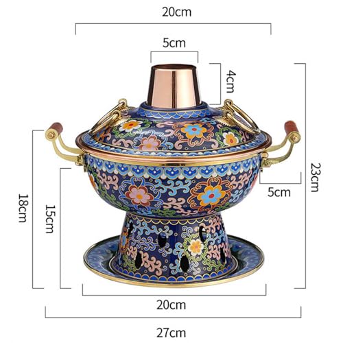 Olla caliente de cobre cloisonné estilo chino 27x23 cm miniatura 2