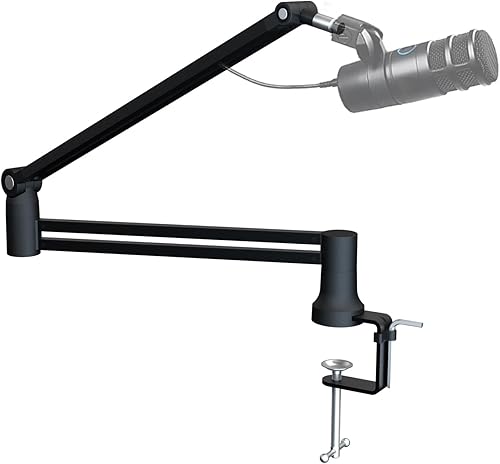 Miniatura 2 de mic brazo de palo ajustable con abrazadera de montaje de escritorio tornillo adaptador gestión de cables, para Audio-Technica shure sm58 beta58 sm7b