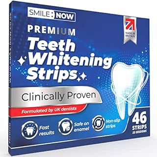 Teeth Whitening Strips - 23 Teeth Whitener Sessions - Made in The UK - Non-Sensitive 46 Peroxide Free Strips - Enamel Safe by SMILE:NOW
