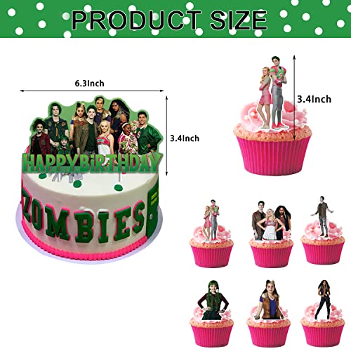 25Pcs Zombies Birthday Party Supplies With 1Pcs Cake Topper And 24Pcs Cupcake Toppers For Zombies Birthday Party Decorations Zombies Party Favors For Kids Children Boys Girls #TOP2