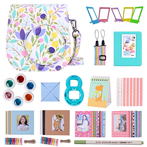 Goocor 15 in 1 Instax Mini 9 Camera Accessories Set for Fujifilm Instax Mini 9/ Mini 8/ Mini 8+ Camera, Includes Mini 9 Case,Albums,Six Color Filters,Rainbow Shoulder Strap,Pen ETC (Hojas)