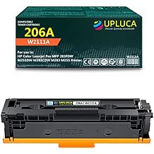 خرطوشة حبر 206A W2111A مع شريحة استبدال خرطوشة حبر 206A لطابعة HP Color Laserjet Pro MFP 283FDW M255DW M283CDW M283 M255.1PK، سماوي - 1250 صفحة