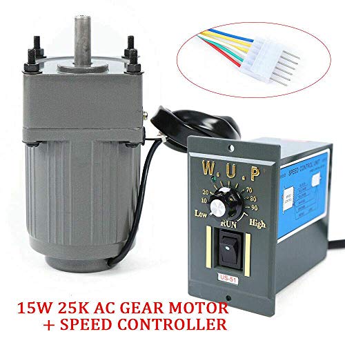 110V 15W Ac Gear Motor Electric Single-Phase Motor Gear Motor Rated Speed 0-270 Rpm Electric Variable Speed Adjustable Controller Governor Motor Speed Controller Combo (Reduction Ratio: 1:5) #TOP6