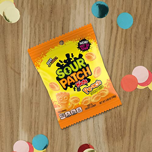 Sour Patch Kids Fruit Flavors Soft And Chewy Candy Variety Pack, Peach, Grape, Strawberry, 12 Bags, 3.77 Pounds #TOP7