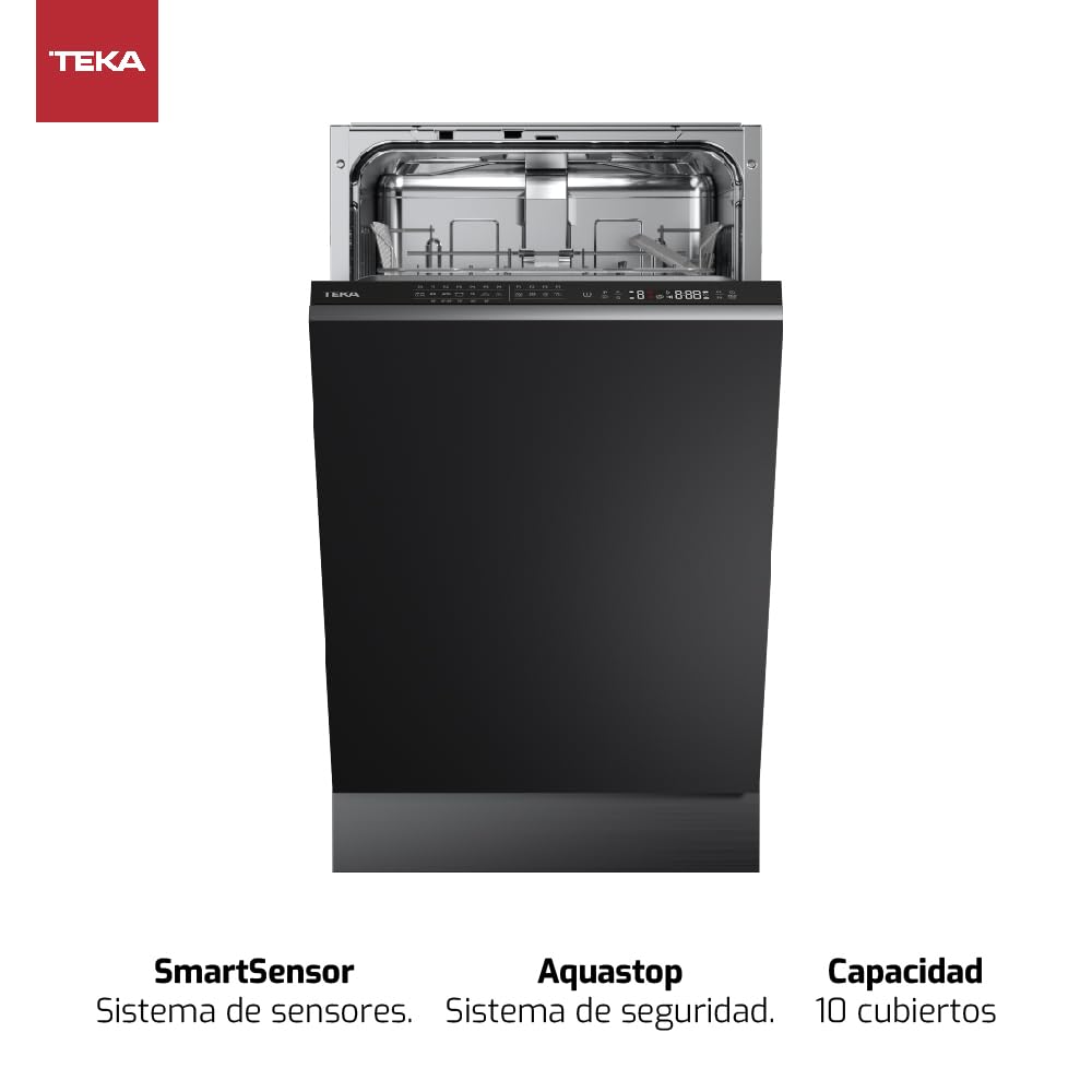 TEKA Einbau-Geschirrspüler, vollintegrierte Spülmaschine, 7 Spülprogramme, LED-Anzeige, Besteckkorb, 10 Maßgedecke – 45 cm