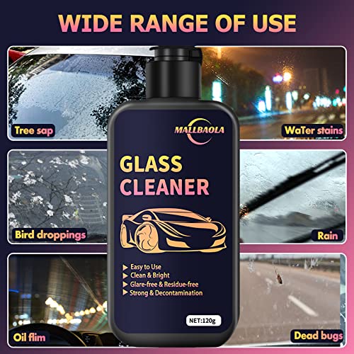 Car Glass Oil Film Cleaner, Car Glass Cleaner With Sponge, Glass Cleaner For Auto And Home Eliminates Oil Film, Water Spots, Bird Droppings, Coatings, And More To Polish And Restore Glass To Clear #TOP2