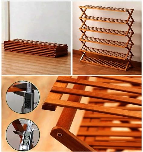 Foldable Bamboo Shoe Rack SpaceSaving Entryway Organizer Sturdy Design Stylish Storage Solution for Closets and Hallways（100 * 25 * 78cm）