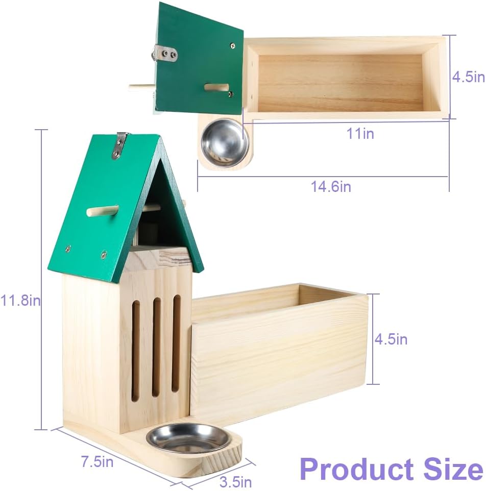 Picowe Butterfly House Wooden Butterfly Habitat Natural Butterfly Nesting Box Garden House with Feeder Hanging (Green, with Plant Holder)