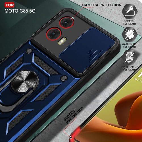 Image of AIBEX Back Cover for Motorola G85 5G | D10 Tough Armor Case | Sliding Camera Shield | 360 Protection | Kickstand Ring Holder | Military-Grade Shockproof Bumper Case