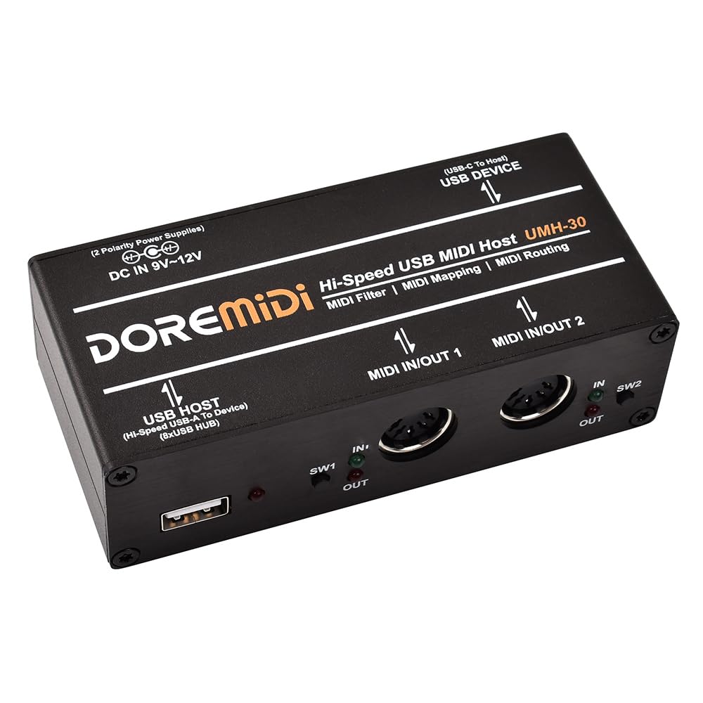 USB de alta velocidad HOST 3G MIDI Host Interfaz Box MIDI USB a MIDI Converter cuenta con USB 2.0 de alta velocidad (UMH-30)