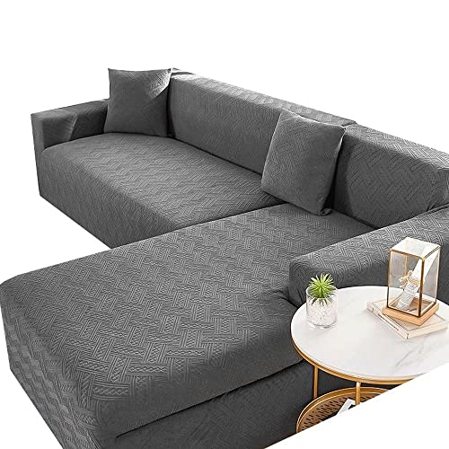 ZZDZW L-Förmige Sofabezug Sofahusse L U Form Rechts Links Couchbezug Grau Sofabezüge Für 1 2 3 4 Sitzer Elastische Couch Bezug Beige Sofa Überzug Ecksofa Sofa Hussen Abdeckung Cover