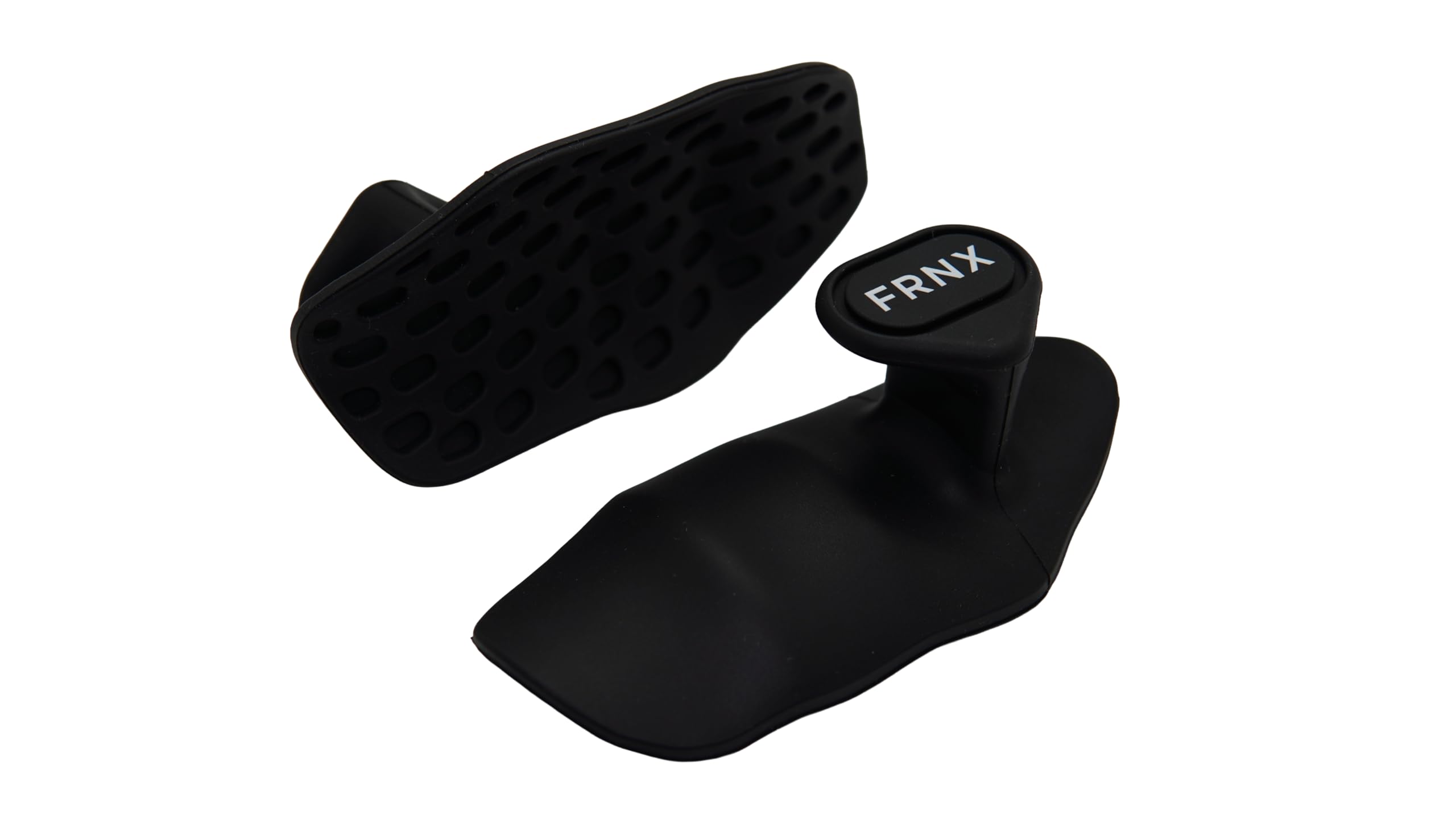 FRNX Weightlifting Hand Grip Pads – Non-Slip Ergonomic Palm Support & Callus Protection – 2 Pack (Black & Grey, Unisex) (Black)