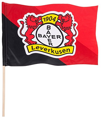 Drapeau Bayer 04 Leverkusen avec hampe en bois et sticker Digni inclus