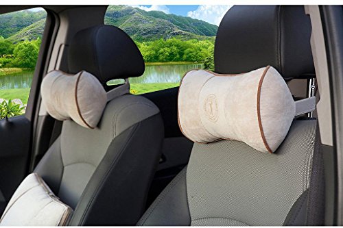 Chairs Neck Rest Back Pillow Pain Relief Supports Car Airplane Travel Pillow with Adjustable Elastic Strap Head Protector Pillow Beige 1 Piece,Firm One