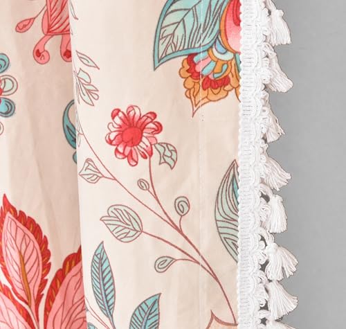 Image of Amazon Brand - Umi Bohemian Curtains for Window, Microfiber Cotton Curtain 5 Feet Long Pack of 2 Curtain with Tassels,Eyelets Included, 40-60% Room Darkening