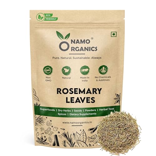Namo Organics - 200 g - Hojas secas de romero - Para el crecimiento del cabello y té de hojas de romero - Hierba seca orgánica (200 g)