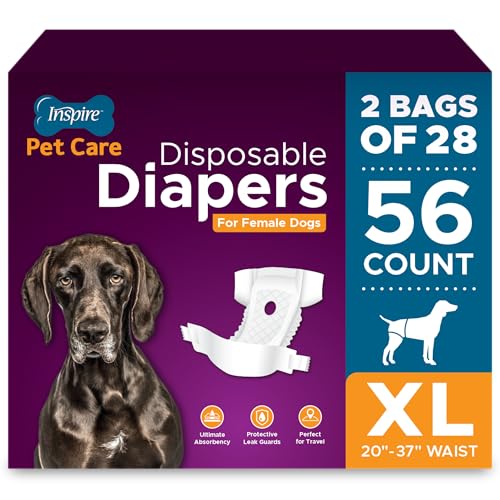Image of Inspire Pet Care Dog Diapers Female Dogs | Bulk Value Doggie Incontinence, Accidents, for Heat, Pee or Period and Housebreaking (X-Large (56 Count))