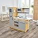 KidKraft Uptown Natural Wooden Play Kitchen with Play Phone, Chalkboard & Towel Rack, Gift for Ages 3+