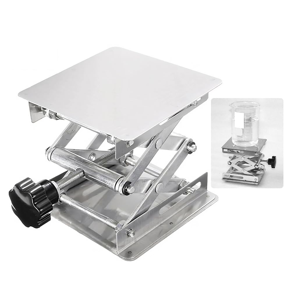 DUEBEL 4" x 4" Lab Scissors Jack, 100 x 100mm Lab Scissors Jack, Stainless Steel Cabinet Jack Stands Scissor Jack Lift Scissor Lift Stand with 5KG Support Weight, 45 to 150mm Vertical Lift Range