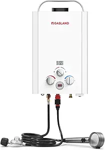 GASLAND BE158 Portable Outdoor Propane Tankless Water Heater | 1.58 GPM, 41,000 BTU | For Camping, Off-Grid Living