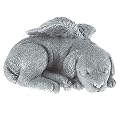 Pure Garden Sculpture Pet Memorial Statue, Sleeping Angel Dog, Stone Finish