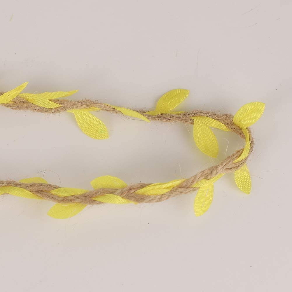 Lot De 4 Rouleaux De Ficelle De Jute Avec Feuilles Vertes De 5 Mm X 10 M Pour Décoration[S495