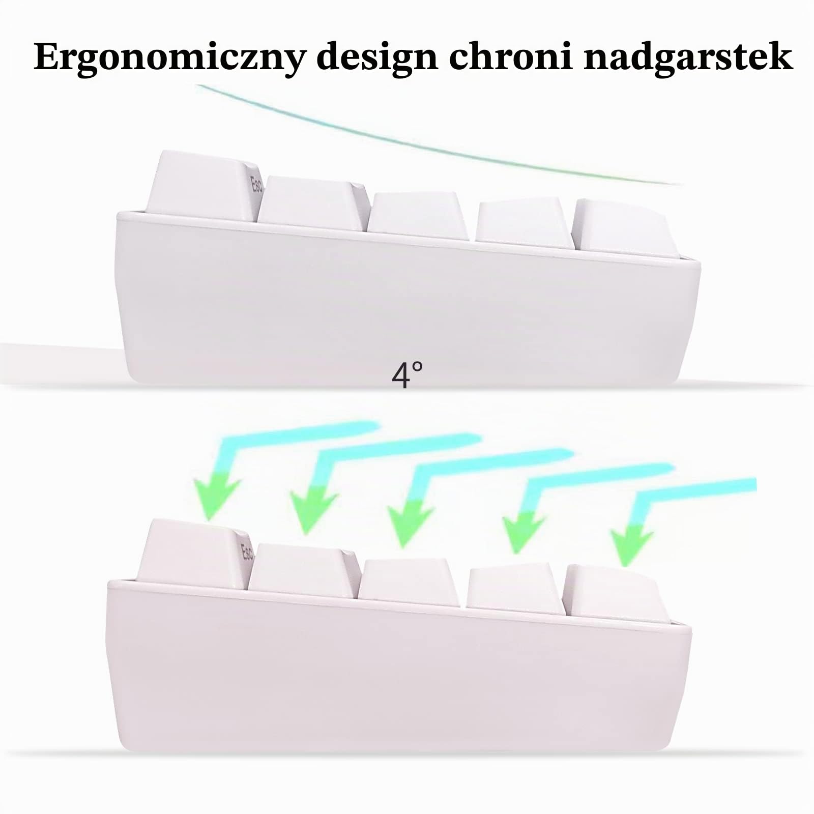 Snpurdiri 60% przewodowa klawiatura do gier, kompaktowa mini klawiatura RGB podświetlana z uczuciem mechanicznym, cicha klawiatura membranowa z USB C, przenośna klawiatura do biura i podróży do