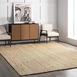 GRUHUM Jute Area Rug 6x9 Feet Rectangle Natural Fiber Boho Braided Handwoven Soft Farmhouse Rustic Vintage EcoFriendly Carpet Home Décor Rugs for Living Room Hallways Bedroom Enterwayss 6x9'ft