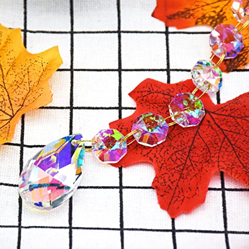 Poproo Teardrop Pendants Octagon Crystal Glass Beads Pendant For Chandelier Lamp Curtain Decor, 6-Pack (Ab) #TOP4