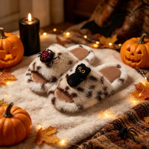 Spooky Halloween Slippers Soft Plush Cozy Open Toe Indoor Outdoor Shoes - image 7