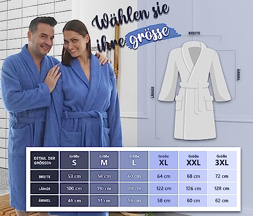 LEBENGOOD Bademantel für Damen, Herren, Unisex, Frottee 100% Baumwolle, Weicher Morgenmantel Dusche, Größen Flauschig, Leicht (Sand, L)