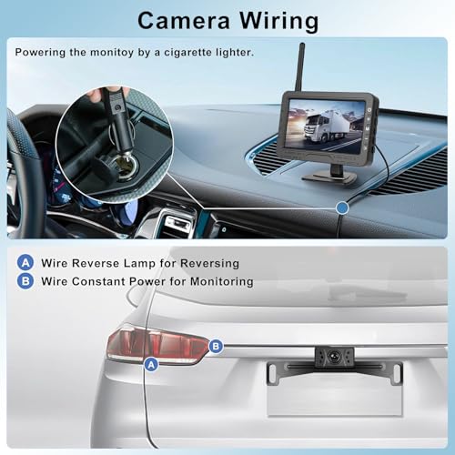 Image of Wireless Backup Camera for Car Digital Stable Signal Easy Install, 4.3 Inch Monitor System Customizable Parking Lines Night Vision Rear View Camera for Car Truck,Trailer, Pickup