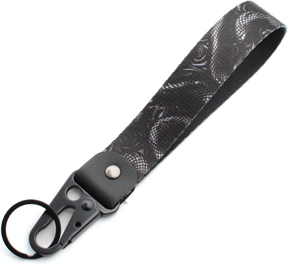 2 Pcs Classic Black & Floral Keychain Wristlet Lanyard for Women couples, Flower Wristlet Strap for Keys Hands-Free Wearable - Image 2