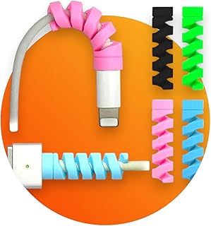 واقي كابل شاحن الهاتف مصنوع من السيليكون المرن لحماية كابل الشاحن والماوس والعديد من الاستخدامات عبوة 4 قطع