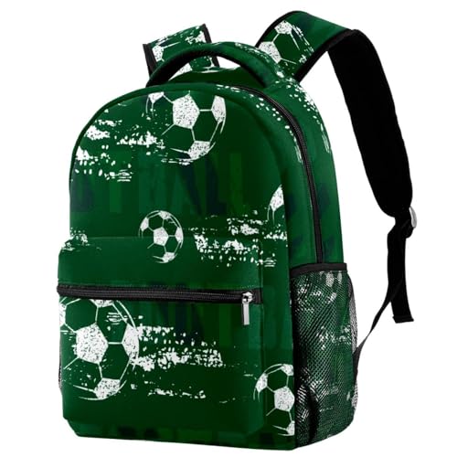 Sac à dos d'école imprimé football grunge multicolore 29.4x20x40cm sur terrain vert