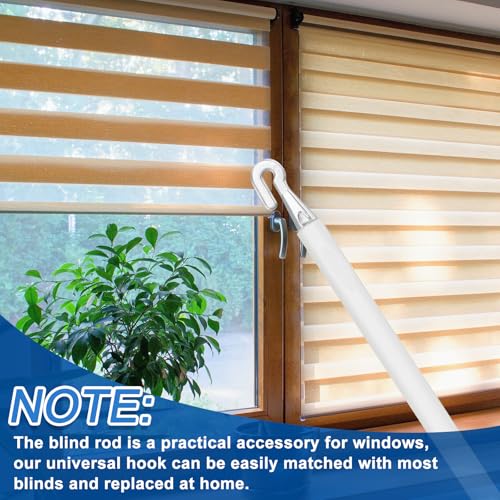 sourcing map 2Pcs 35" Blinds Wand Replacement, Blinds Tilt Wand with Hook and Grip, Vertical Blinds Rod Stick for Window Curtain Opener Accessory, White - Image 6
