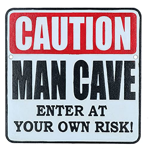 Plaque en fonte d'art Caution Man Cave pour décoration durable