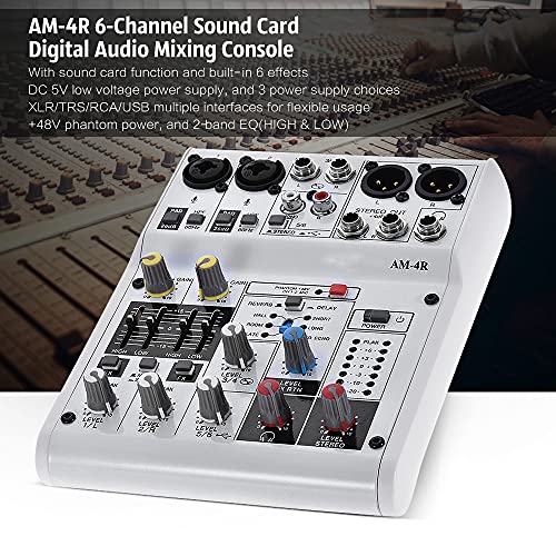 Tomshin AM-4R Console de mixagem de mixagem de áudio digital de 6 canais integrado Suporte de alimen